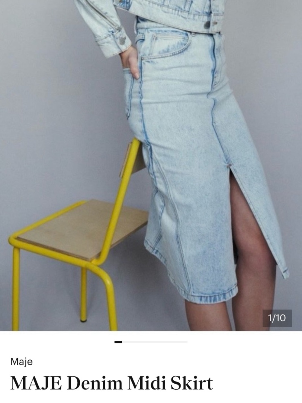 Maje Denim Midi Skirt